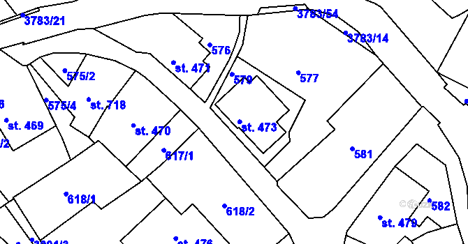 Parcela st. 473 v KÚ Cvikov, Katastrální mapa