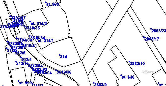 Parcela st. 632 v KÚ Cvikov, Katastrální mapa