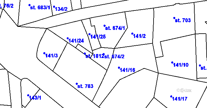 Parcela st. 674/2 v KÚ Cvikov, Katastrální mapa