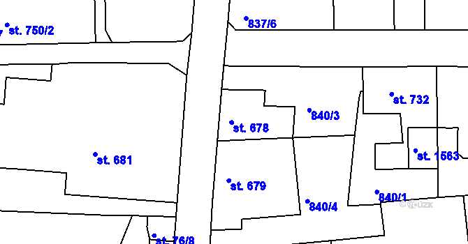 Parcela st. 678 v KÚ Cvikov, Katastrální mapa