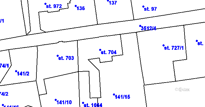 Parcela st. 704 v KÚ Cvikov, Katastrální mapa