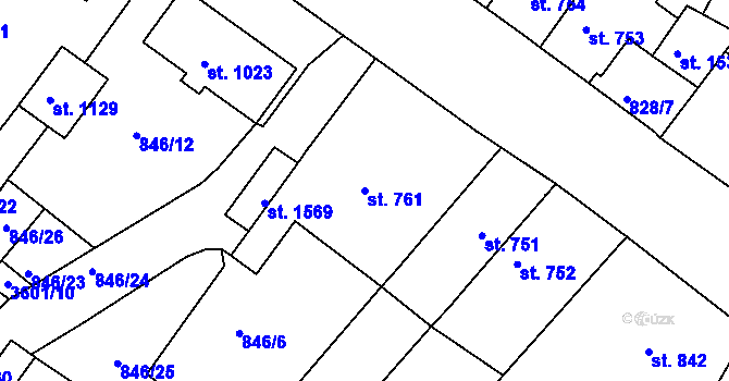 Parcela st. 761 v KÚ Cvikov, Katastrální mapa