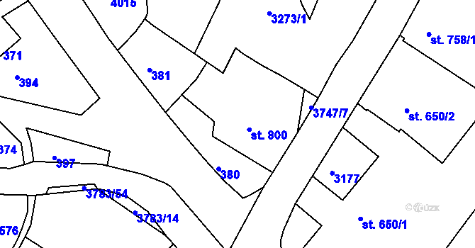 Parcela st. 800 v KÚ Cvikov, Katastrální mapa