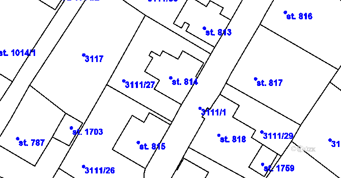 Parcela st. 814 v KÚ Cvikov, Katastrální mapa
