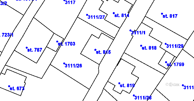 Parcela st. 815 v KÚ Cvikov, Katastrální mapa