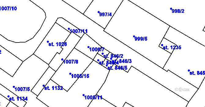 Parcela st. 846/2 v KÚ Cvikov, Katastrální mapa