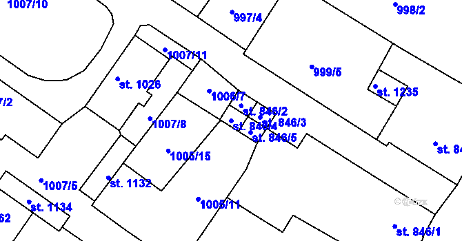Parcela st. 846/4 v KÚ Cvikov, Katastrální mapa