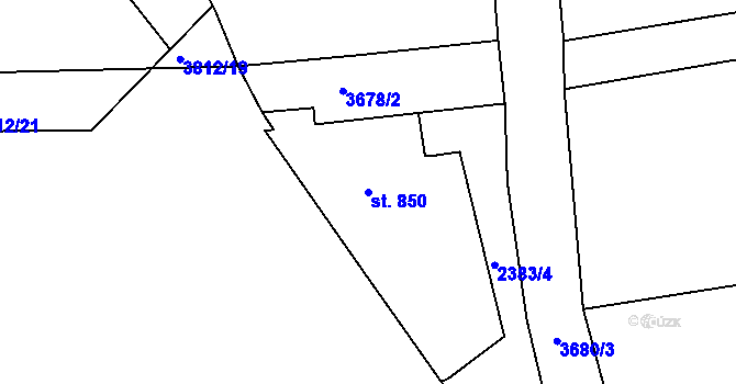 Parcela st. 850 v KÚ Cvikov, Katastrální mapa