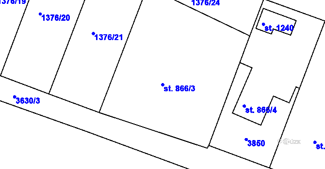 Parcela st. 866/3 v KÚ Cvikov, Katastrální mapa