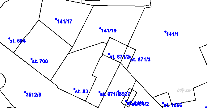 Parcela st. 871/2 v KÚ Cvikov, Katastrální mapa