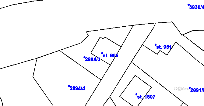 Parcela st. 906 v KÚ Cvikov, Katastrální mapa