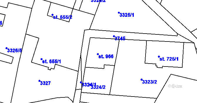 Parcela st. 966 v KÚ Cvikov, Katastrální mapa