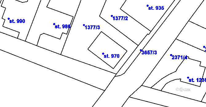 Parcela st. 970 v KÚ Cvikov, Katastrální mapa