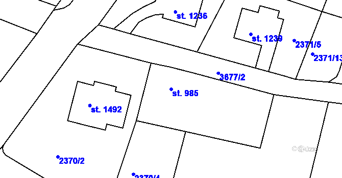 Parcela st. 985 v KÚ Cvikov, Katastrální mapa