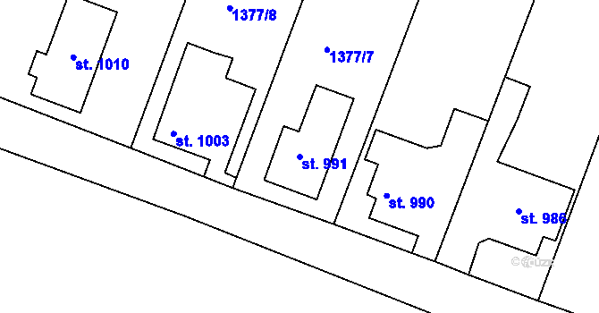 Parcela st. 991 v KÚ Cvikov, Katastrální mapa