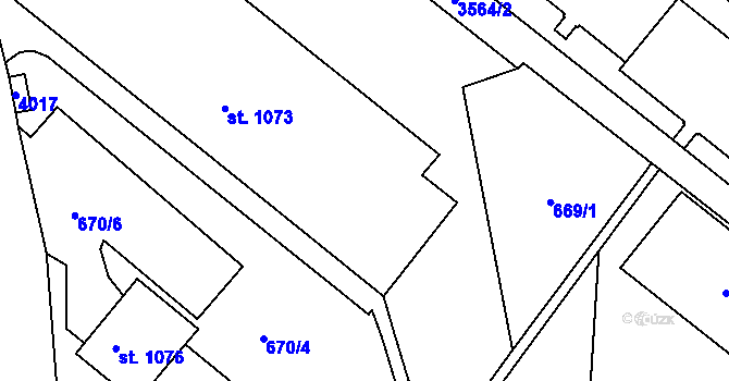 Parcela st. 1073 v KÚ Cvikov, Katastrální mapa