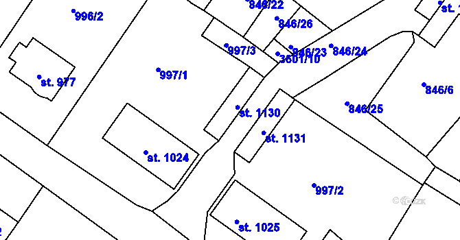 Parcela st. 1130 v KÚ Cvikov, Katastrální mapa