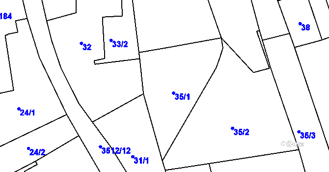 Parcela st. 35/1 v KÚ Cvikov, Katastrální mapa