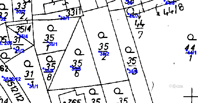 Parcela st. 35/2 v KÚ Cvikov, Katastrální mapa