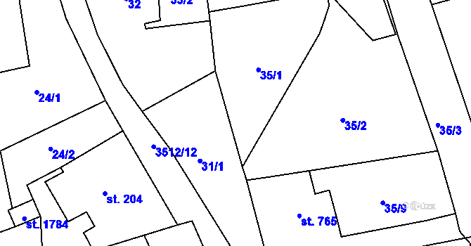 Parcela st. 35/8 v KÚ Cvikov, Katastrální mapa