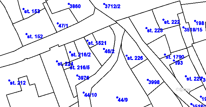 Parcela st. 46/2 v KÚ Cvikov, Katastrální mapa