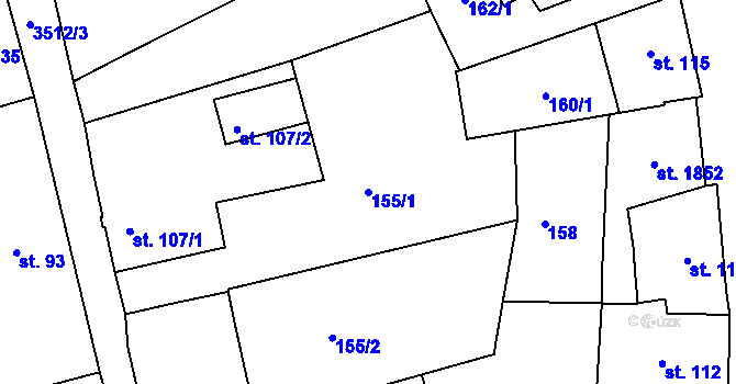 Parcela st. 155/1 v KÚ Cvikov, Katastrální mapa