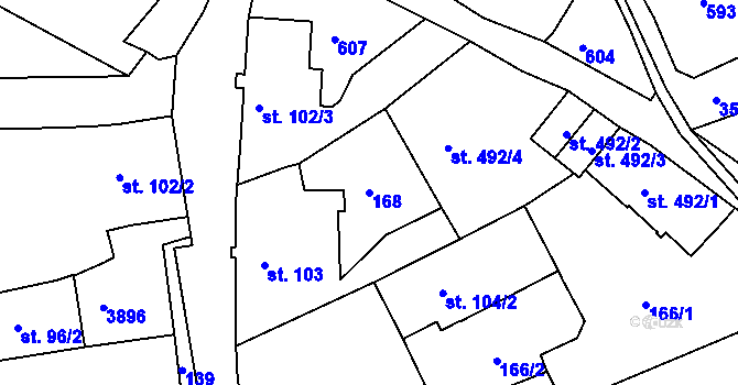 Parcela st. 168 v KÚ Cvikov, Katastrální mapa