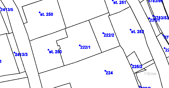 Parcela st. 222 v KÚ Cvikov, Katastrální mapa
