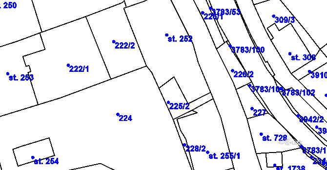 Parcela st. 225/1 v KÚ Cvikov, Katastrální mapa
