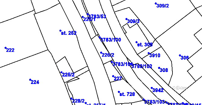 Parcela st. 226/2 v KÚ Cvikov, Katastrální mapa