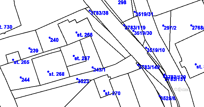 Parcela st. 243/2 v KÚ Cvikov, Katastrální mapa