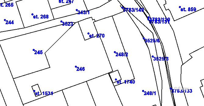 Parcela st. 249 v KÚ Cvikov, Katastrální mapa