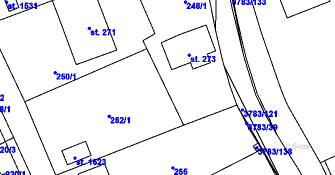 Parcela st. 252/2 v KÚ Cvikov, Katastrální mapa