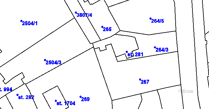 Parcela st. 266 v KÚ Cvikov, Katastrální mapa
