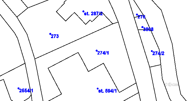 Parcela st. 274/1 v KÚ Cvikov, Katastrální mapa