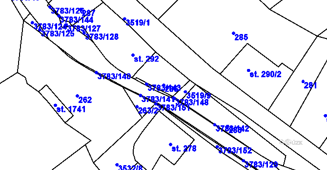 Parcela st. 286 v KÚ Cvikov, Katastrální mapa
