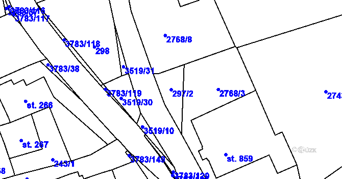 Parcela st. 297/2 v KÚ Cvikov, Katastrální mapa