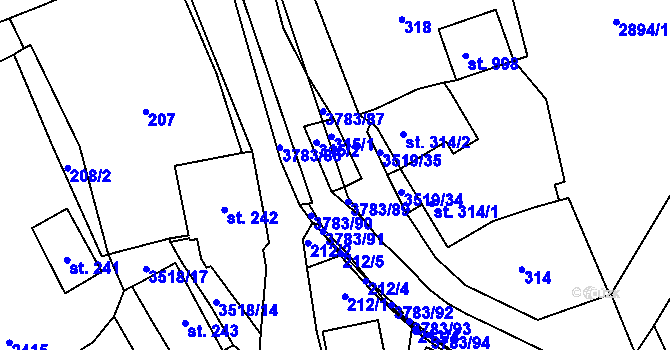 Parcela st. 315 v KÚ Cvikov, Katastrální mapa