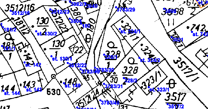 Parcela st. 328/1 v KÚ Cvikov, Katastrální mapa