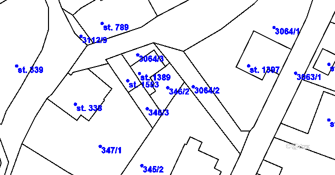Parcela st. 346/2 v KÚ Cvikov, Katastrální mapa
