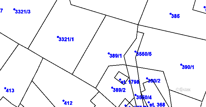 Parcela st. 389 v KÚ Cvikov, Katastrální mapa