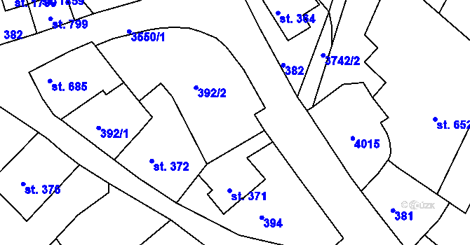 Parcela st. 393 v KÚ Cvikov, Katastrální mapa