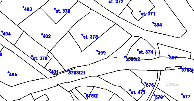 Parcela st. 399 v KÚ Cvikov, Katastrální mapa