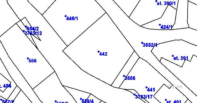 Parcela st. 442 v KÚ Cvikov, Katastrální mapa