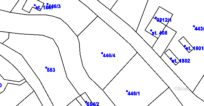 Parcela st. 446/4 v KÚ Cvikov, Katastrální mapa