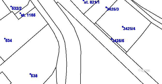 Parcela st. 458 v KÚ Cvikov, Katastrální mapa
