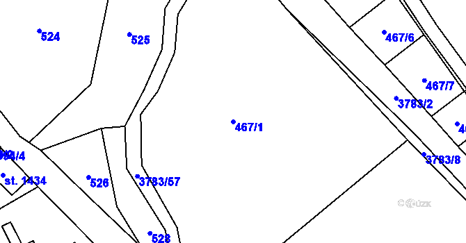 Parcela st. 467/1 v KÚ Cvikov, Katastrální mapa