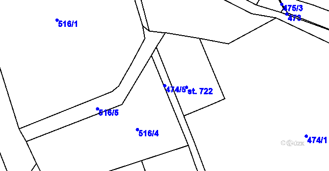 Parcela st. 474/5 v KÚ Cvikov, Katastrální mapa