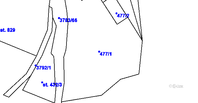 Parcela st. 477/1 v KÚ Cvikov, Katastrální mapa