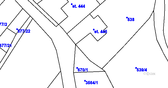 Parcela st. 537 v KÚ Cvikov, Katastrální mapa